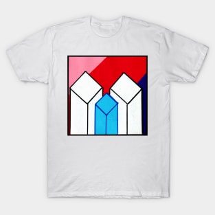 Pink Red Purple Diamond Geometric Abstract Acrylic Painting T-Shirt